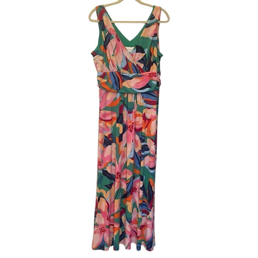 Pappagallo Floral Maxi Long Sundress Dress Women’s Size Large Hawaiian Luau